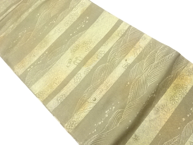 JAPANESE KIMONO / VINTAGE NAGOYA OBI / WOVEN TRADITIONAL PATTERN